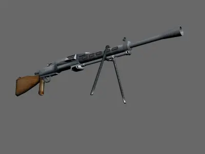 machine low-poly gun RP-46 Degtyaryov weapon weaponry Soviet arm Low-poly 3D model