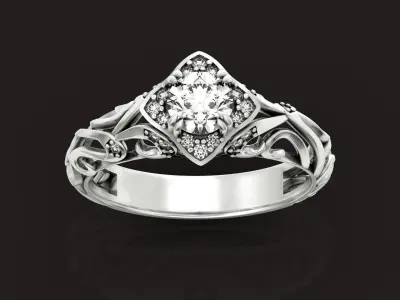 Vintage filigree engagement rings 1347 3D print model