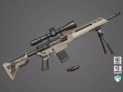 Sniper Rifle 06 Sandal Generic All PBR Unity UE Textures Low-poly 3D model
