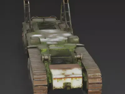 Overgrown Abandoned Tracked Transport Chassis 3D Model Low-poly 3D model