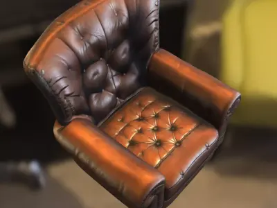 Vintage Leather Armchair Low-poly 3D model