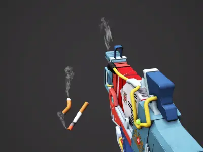 Stylized Marlboro gun for game ready  Low-poly 3D model