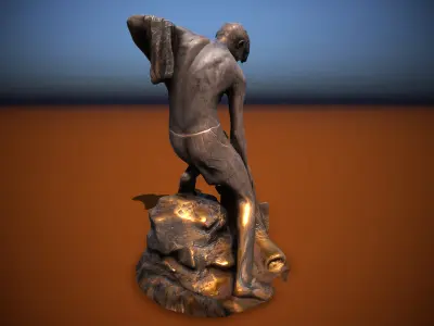 Sculpture Fisher fontaine Low-poly 3D model Low-poly 3D model