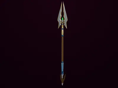  Fantasy Trident 07 All PBR Unity UE Textures Included Low-poly 3D model