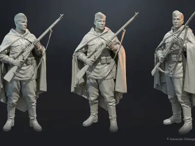 Russian soldier ww2 1 16 scale 3D print model