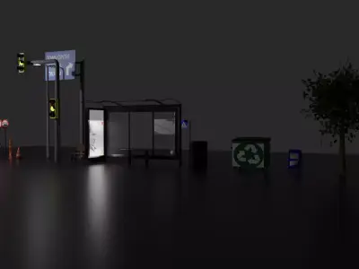 city objects Low-poly 3D model