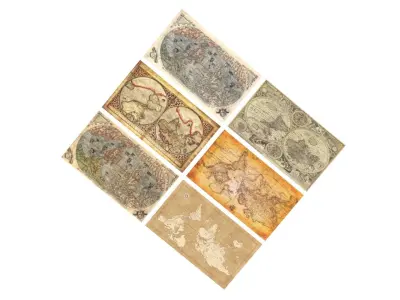 Old World Maps Set 3D model