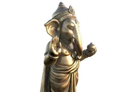 Lord Ganesha  Statue Metal Low-poly 3D model