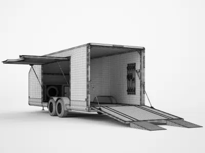 Enclosed Car Hauler Trailer 16 3D model