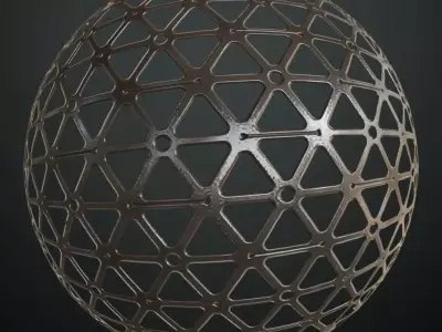 Triangular Geometric Metal Mesh Plate PBR Seamless Texture