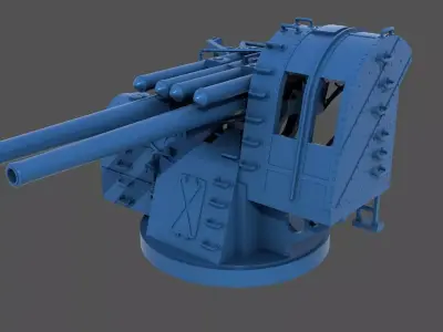 Yamato type 89 AA turret - Commercial license - 1-350 scale 3D print model