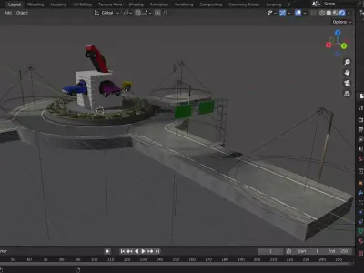 Accident Roundabout Low-poly 3D model