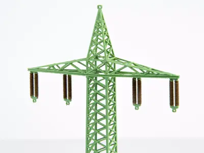Single phase electric pole high 1-160 resin 3D print model