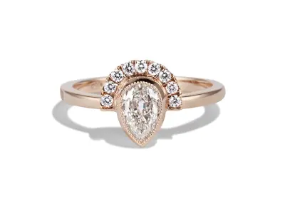 Antique pear cut with nine round white brilliant Diamond Ring 3D print model