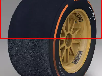18 inches hard rear tyre Low-poly 3D model