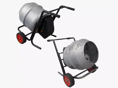 Portable Concrete Mixer V2 Low-poly 3D model