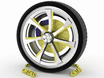 ORTAS CAR WHEEL RIM 107 GAME READY WHEEL RIM TIRE 3D model