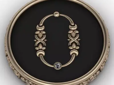 Brooche with armenian letter O 3D print model