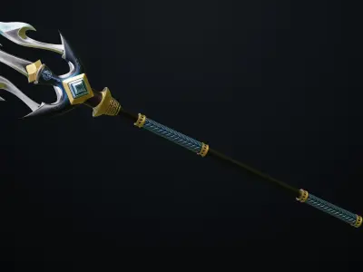 Fantasy Trident 03 All PBR Unity UE Textures Included Low-poly 3D model