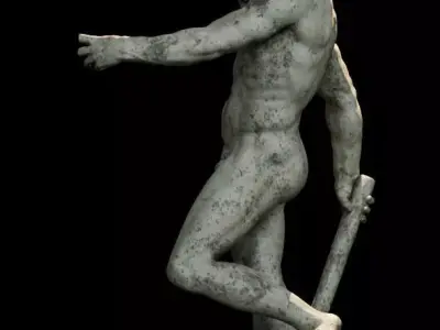 Neptune Sculpture Low-poly 3D model