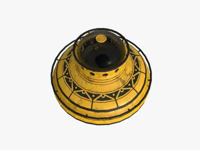 Alien Spaceship UFO F08 Yellow Dirt - Sci Fi Spacecraft Design Low-poly 3D model