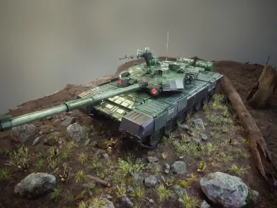 Tank T90 Low-poly 3D model