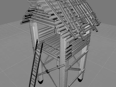 medieval cartoony watchtower Low-poly 3D model