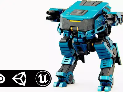 MILITARY DROID X-560 Rigged for Unreal Engine - Unity - MIXAMO 3D model