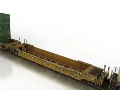 Double Stack Shipping Container Train Set SD70M Low-poly 3D model