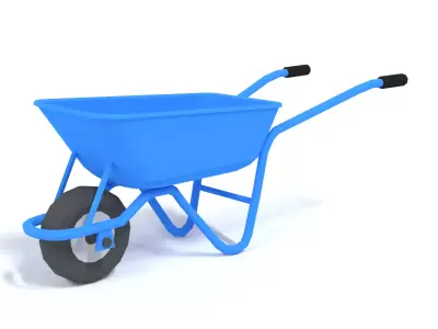 Low Poly Cartoon Wheelbarrow Low-poly 3D model