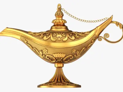 Aladdin magic lamp gold decorated 3D model