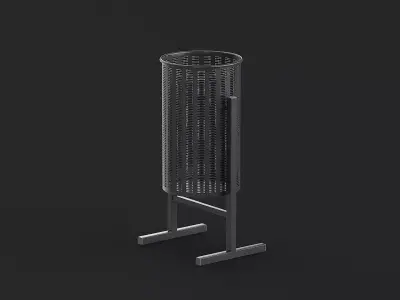 Outdoor Perforated Metal Trash Bin 05 Low-poly 3D model