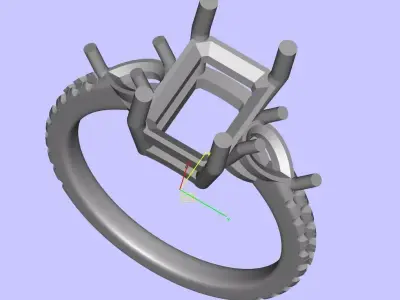 3carat Emerald and Pear Stone Engagement Ring 3D print model purchase
