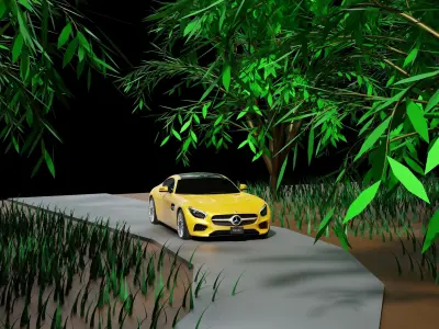 Car in forest  Free 3D model