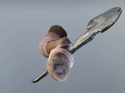 Carved Runed Worn PBR Game Ready Hand Axe Low-poly 3D model