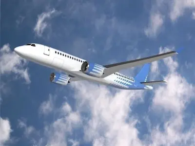 Bombardier cs300 commercial airplane Low-poly 3D model