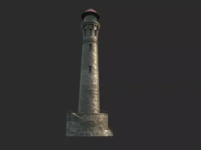 The old-fashioned lighthouse by the seaside 3D model