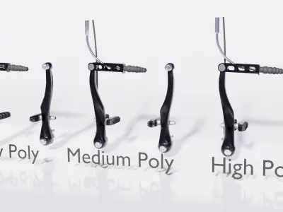 Bicycle front brake bike front Derailleur pedals rear Low-poly 3D model