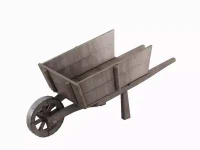 Medieval Wooden Cart 02 Low-poly 3D model