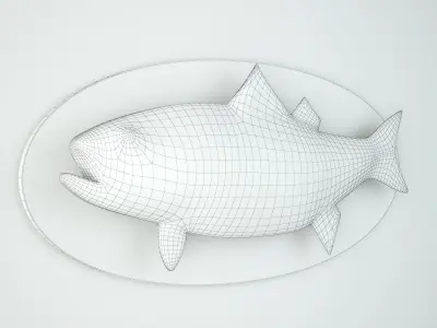 Carved Wood Fish Wall Hung Sculpture 3D model