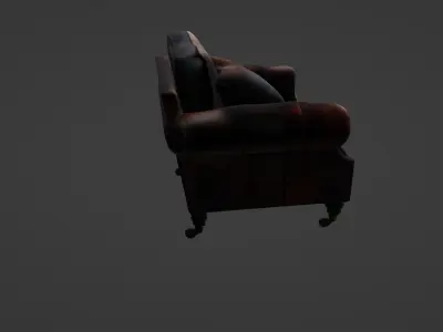 Vintage Leather Armchair with Distressed Finish 3D model