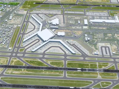 Indira Gandhi International Airport 10km Low-poly 3D model