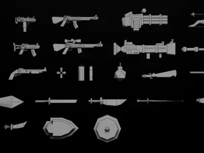 Low Poly Cartoon Weapons Asset Pack Low-poly 3D model