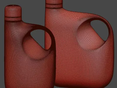 Minimalist Family of Bottles for Laundry Detergent 3D model