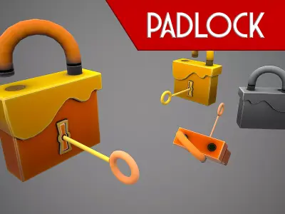 PADLOCK  8 CARTOON STYLIZED Low-poly 3D model