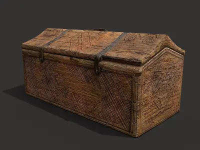 Medieval Carved Box Low-poly 3D model
