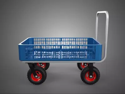 PUSHCART CRATE GRID TUB WAGON TROLLEY 4 FOUR SWIVEL CASTER WHEEL 3D model