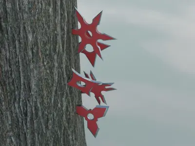 Red Ninja shuriken pack Low-poly 3D model