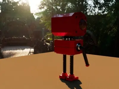 RED CUTE ROBOT Free low-poly 3D model