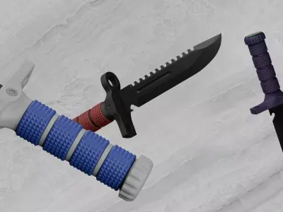 MK Fang Knife Tactical 3D Model Game Ready PBR Low Poly Low-poly 3D model